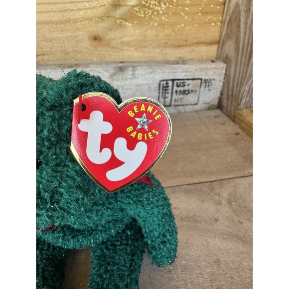 2001 Ty Beanie Baby "Holiday Teddy" Retired Bear Dark Green Beanie Baby - Picture 3 of 15